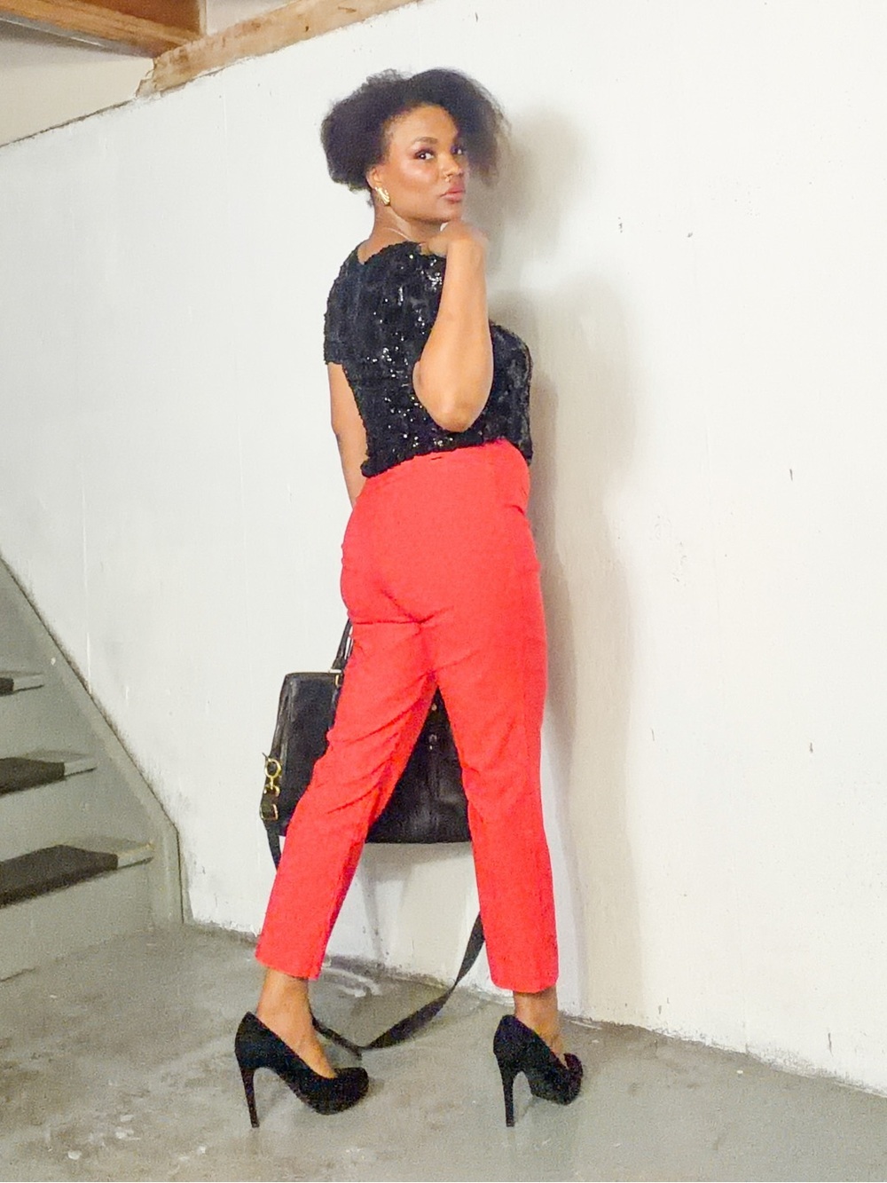 Vintage Red Cropped High-Rise Pants, 14 fits 12/14 - Picture 2 of 4